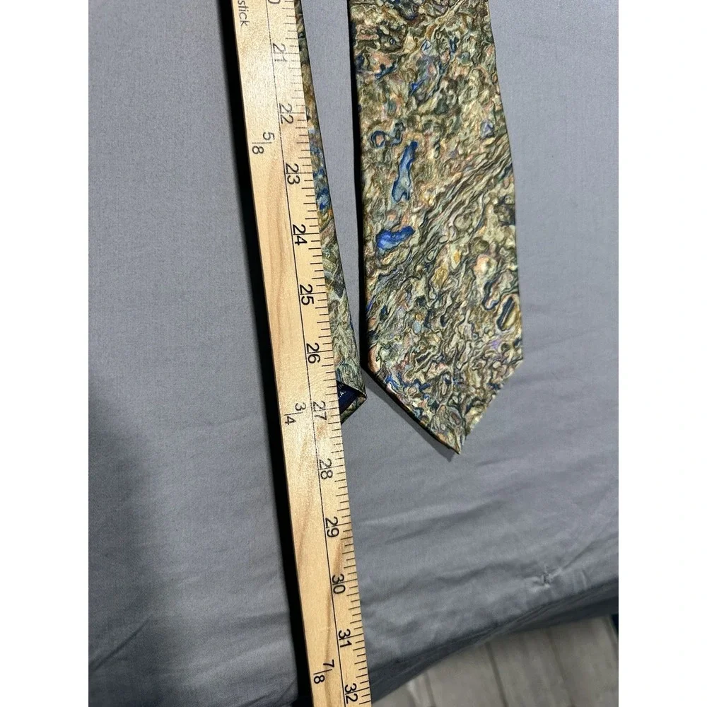 VINTAGE Cocktail Colors 100% Silk‎ Men's Necktie Abstract Gold/Blue